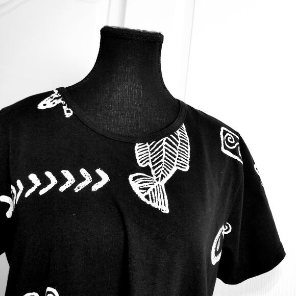 Jostar USA Black & White Fish Print Short Sleeve Mini See Measurements for Size - Picture 2 of 6